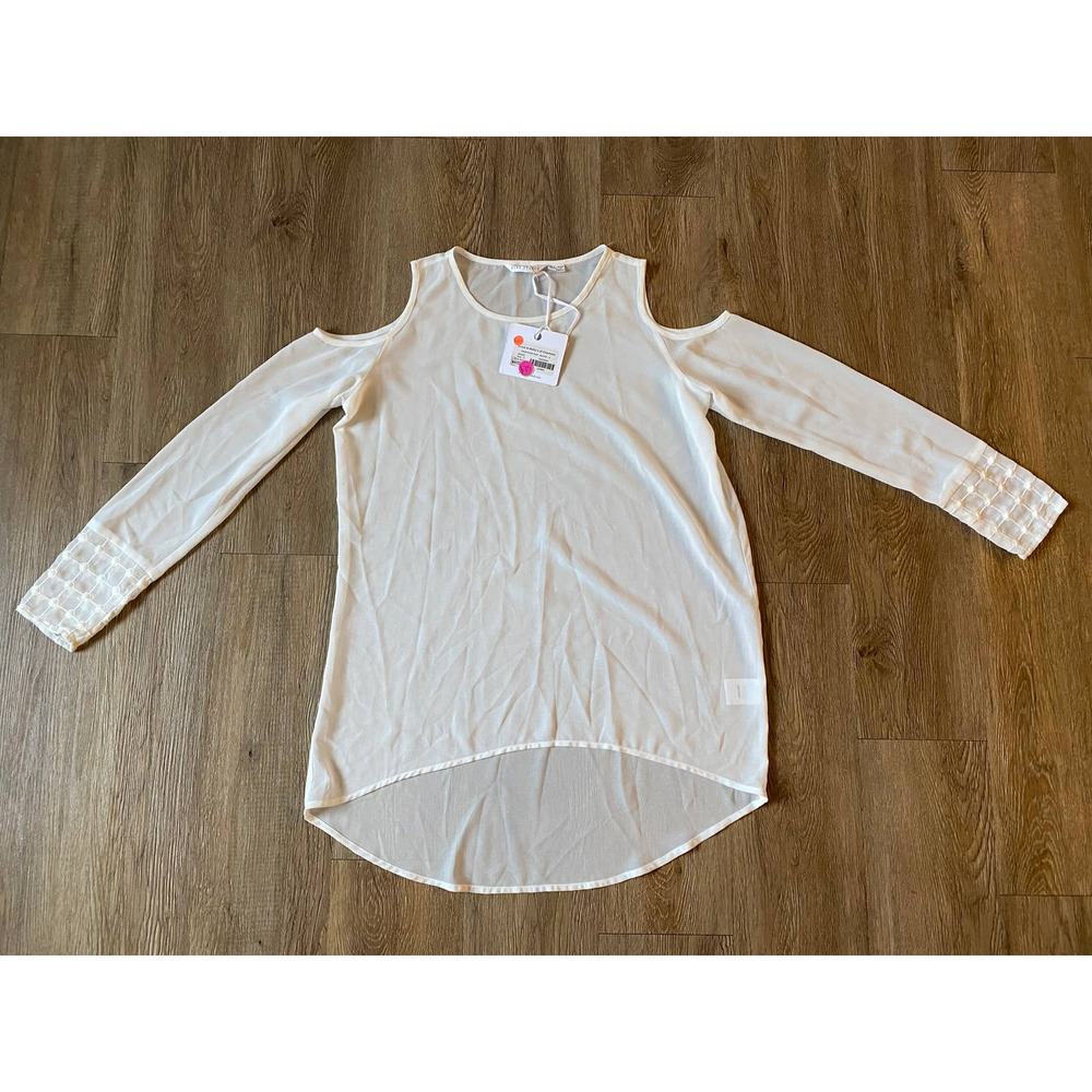 Sheer Blouse High Low Shoulder Cut Out Women's 4